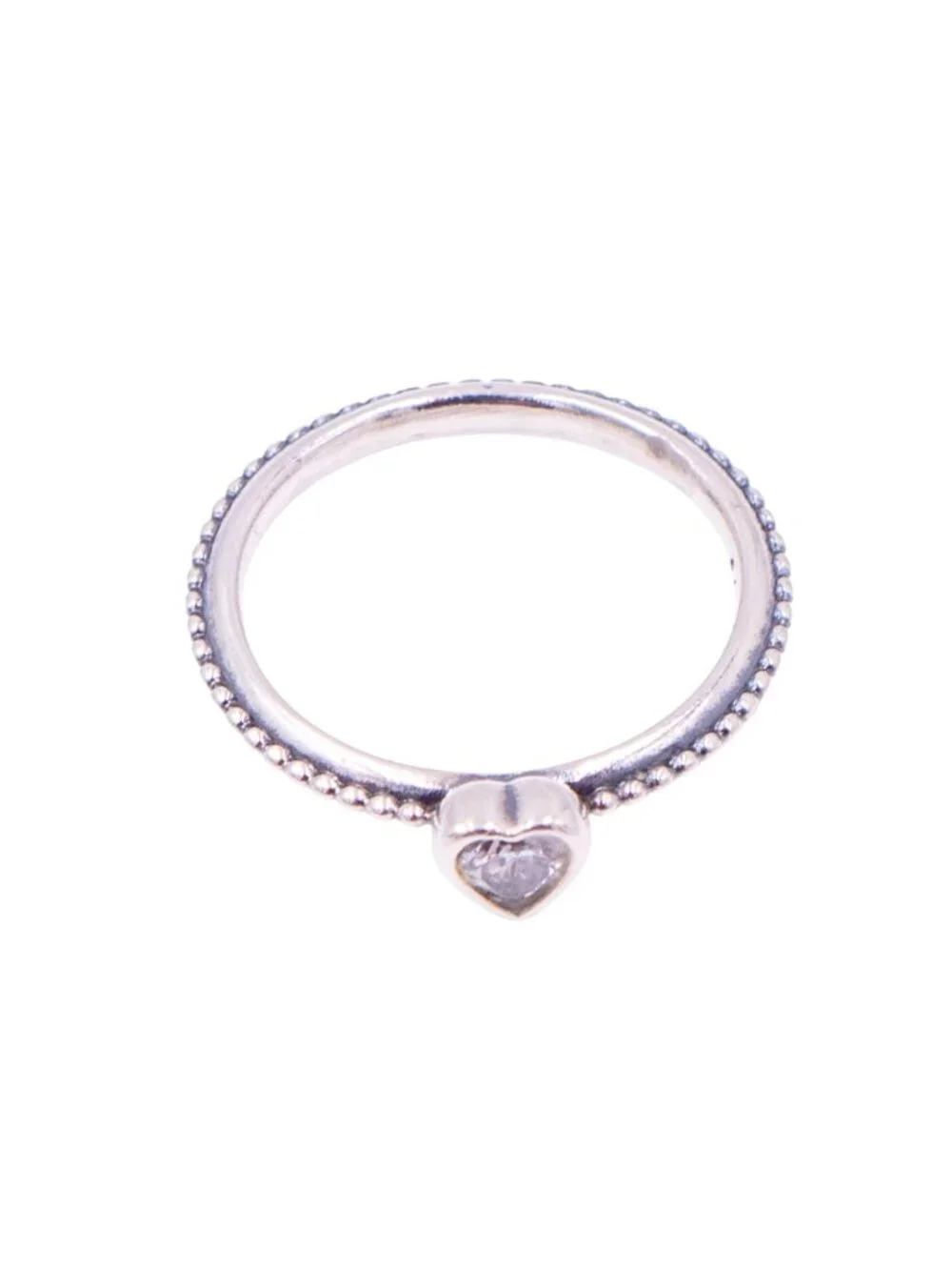 Pandora Retired One Love Sterling Silver Clear CZ Heart Stackable Ring Size 6